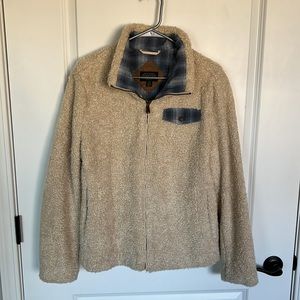 Pendleton Wool Zip Up Oatmeal Plaid Jacket.